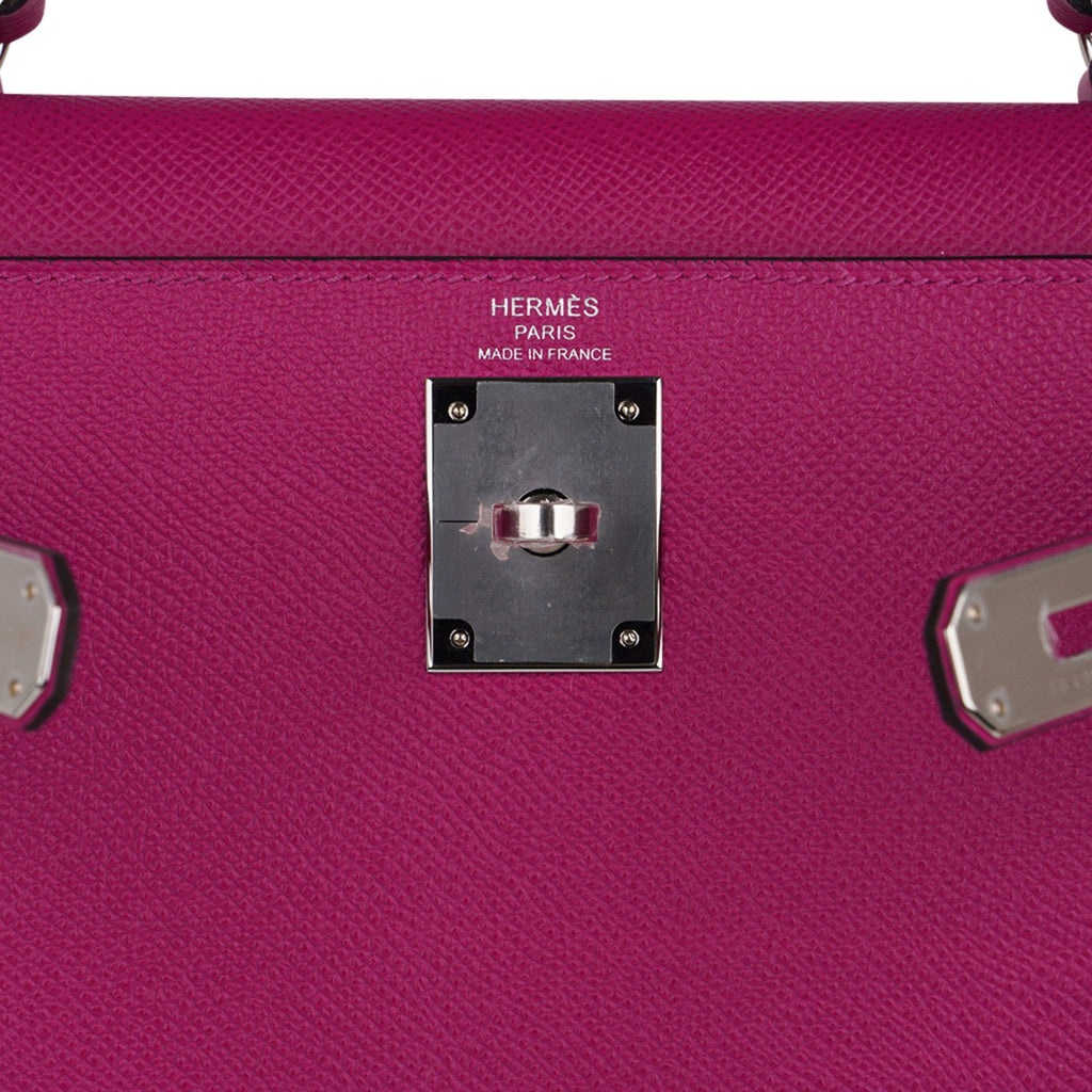 👜Kelly 28 Sellier Bag Rose Pourpre Epsom Leather with Palladium Hardware