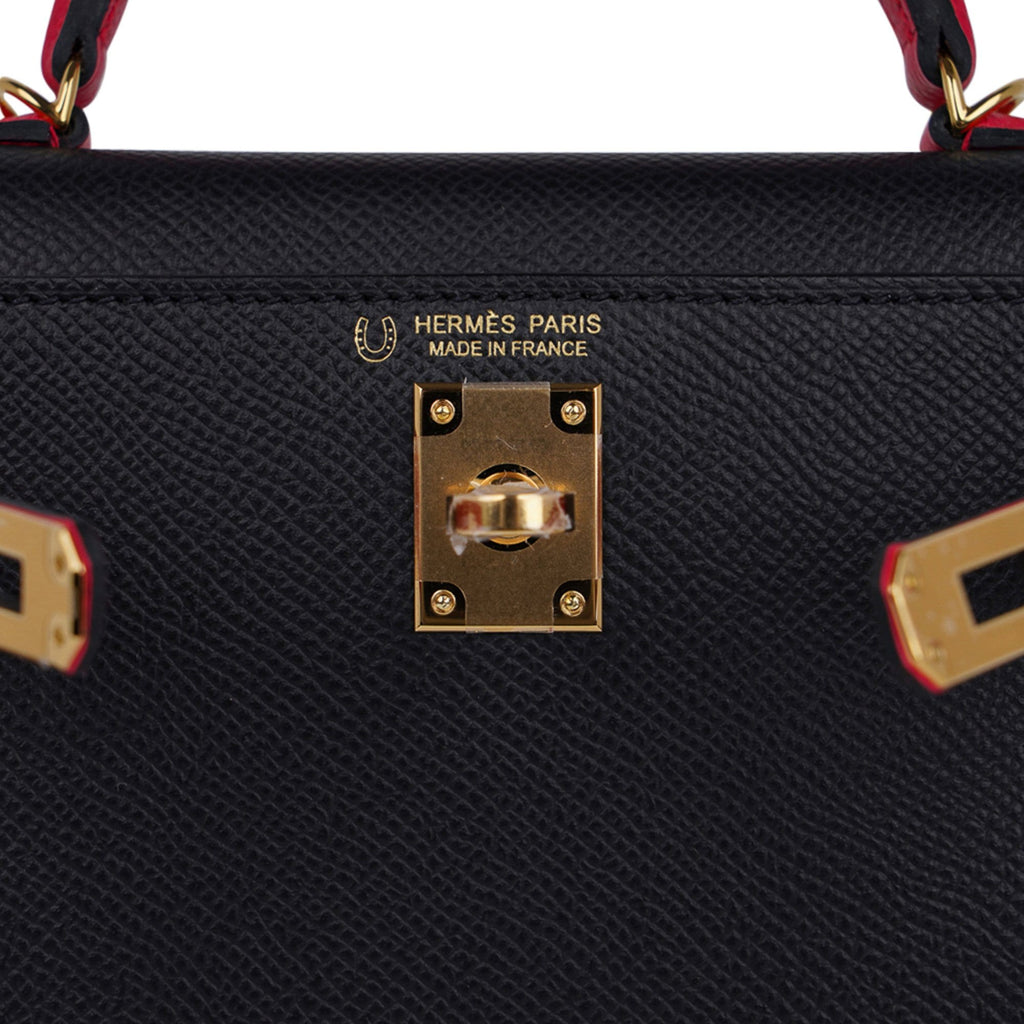 👜Kelly 20 Sellier Mini HSS Bag Black / Rose Extreme Epsom Gold Hardware