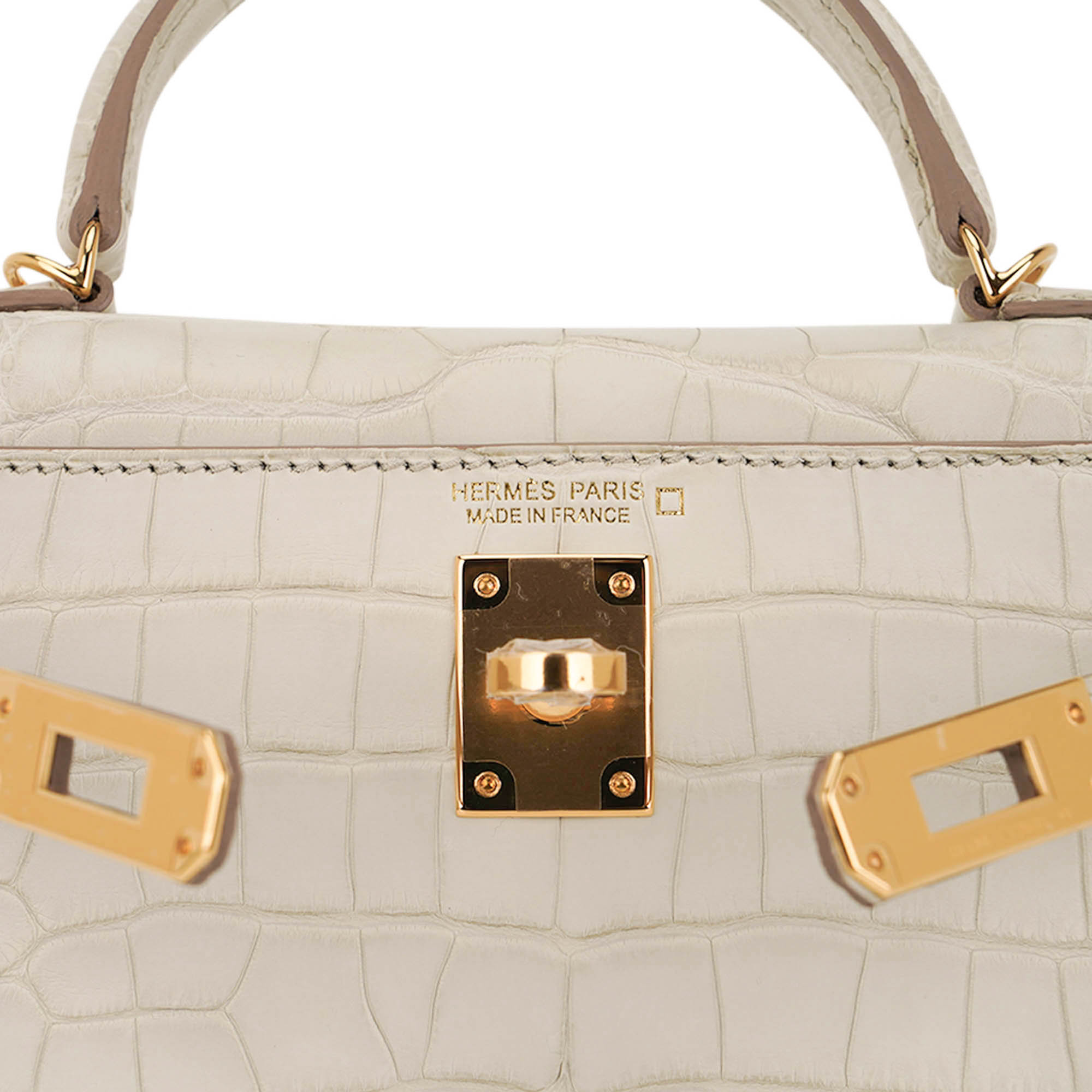 👜Limited Edition Mini Kelly 20 Sellier Beton Matte Alligator Bag with Gold Hardware