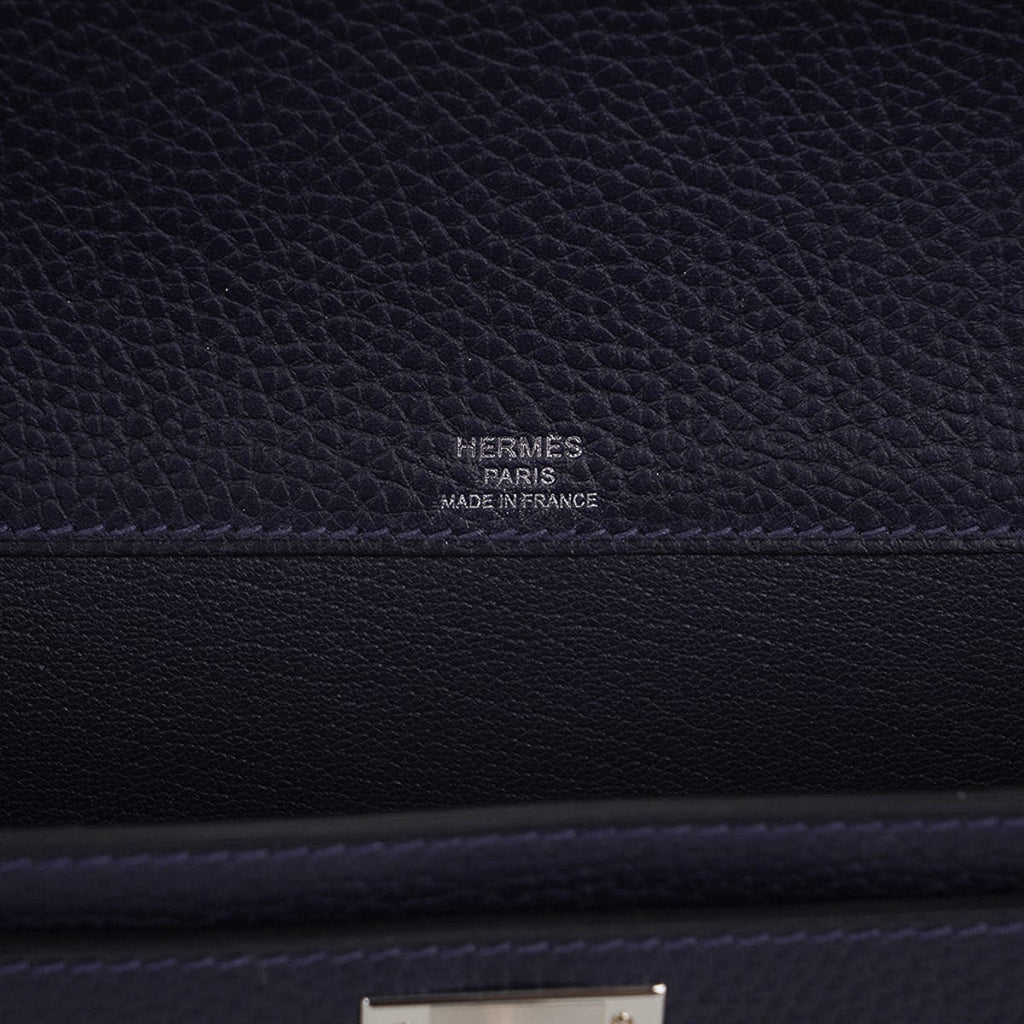 👜Kelly Depeches 25 Pouch Blue Ocean Galop D’Vache Leather with Palladium Hardware