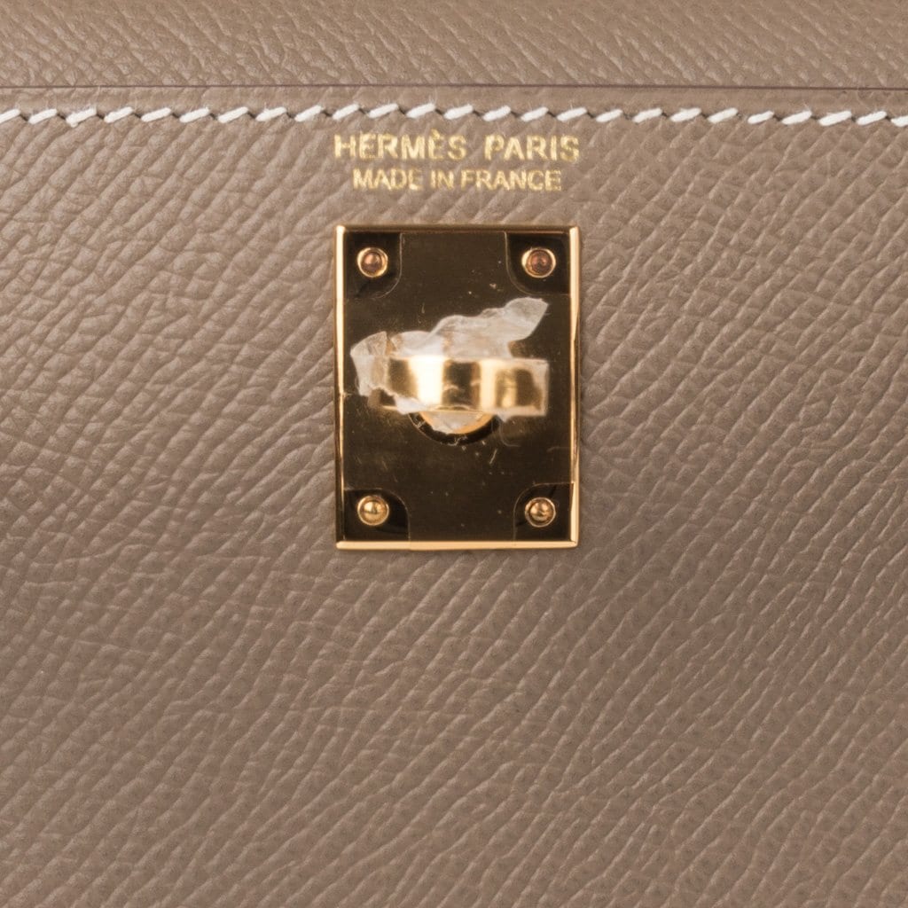 👜Kelly 20 Mini Sellier Bag Etoupe Limited Edition Epsom Gold Hardware