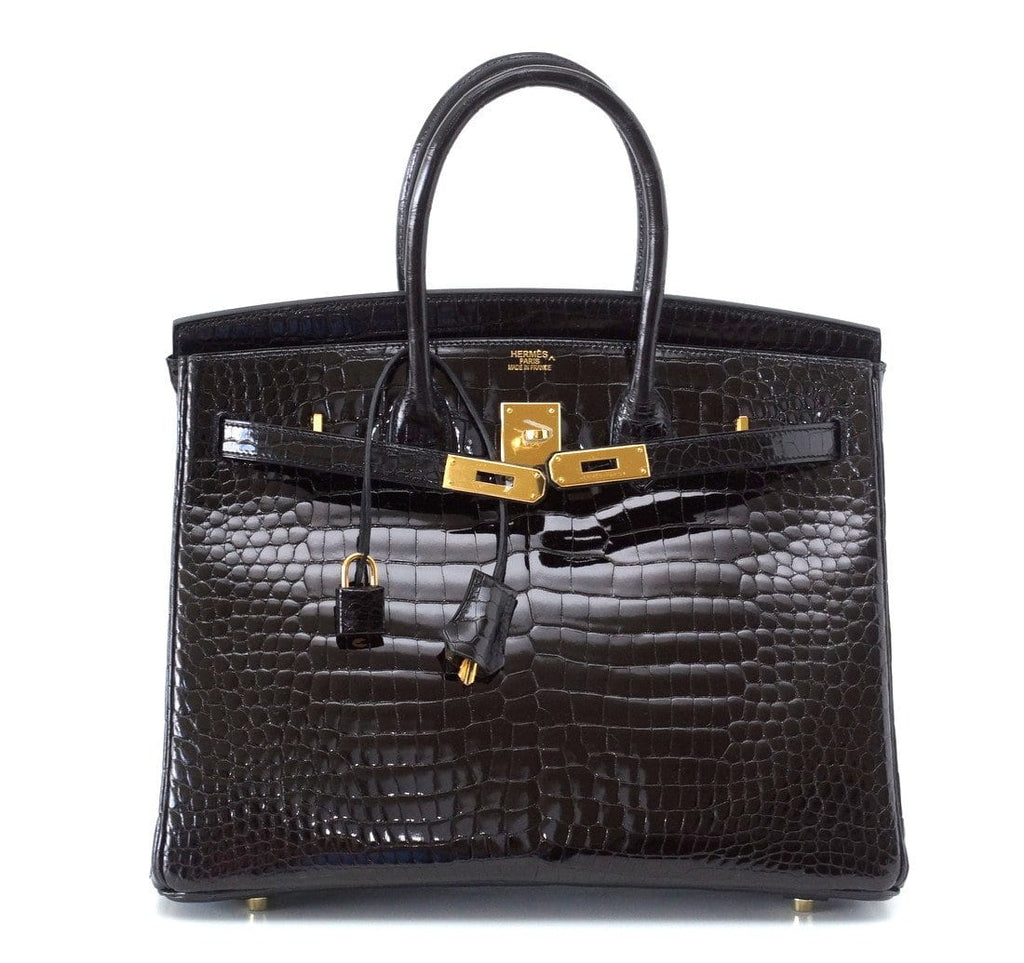 👜Birkin 35 Black Porosus Crocodile with Gold Hardware