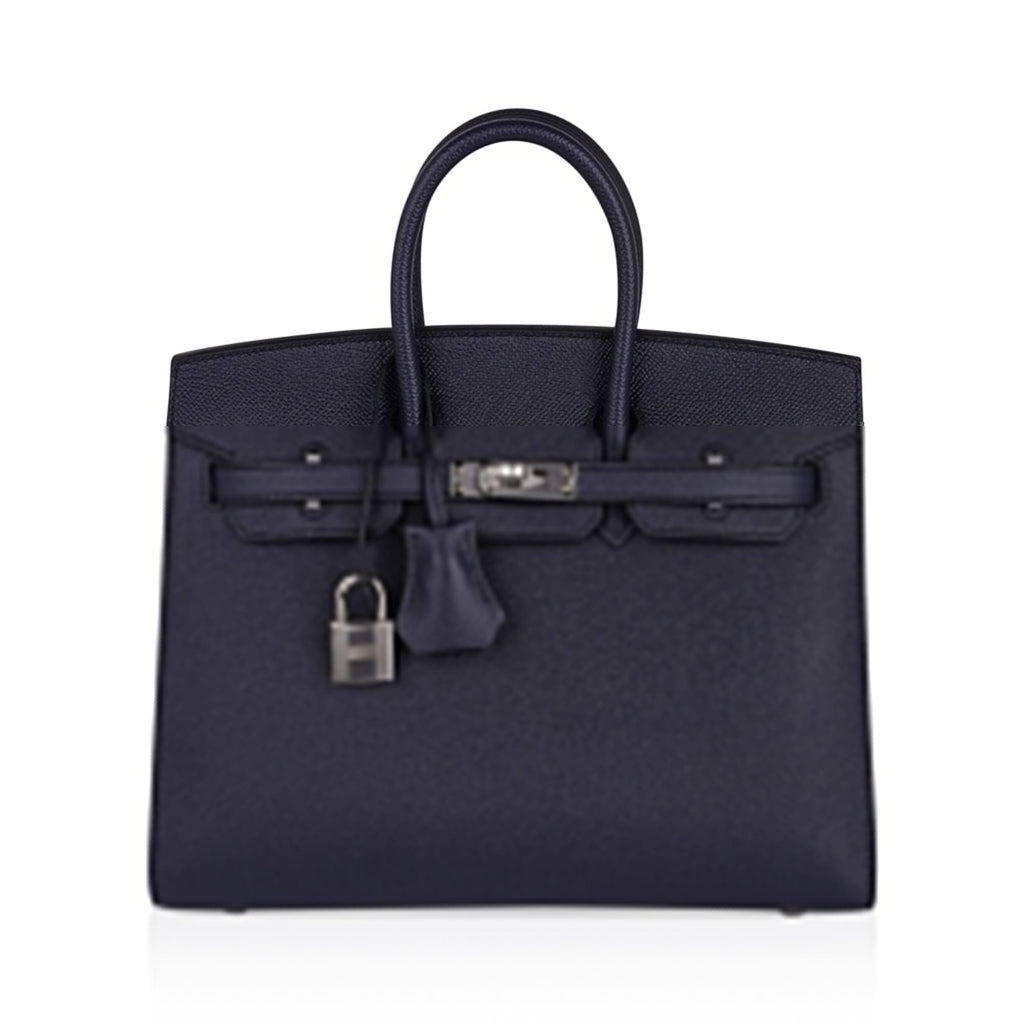 👜Birkin Sellier 25 Bag Blue Indigo Epsom Leather with Palladium Hardware