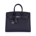 👜Birkin Sellier 25 Bag Blue Indigo Epsom Leather with Palladium Hardware