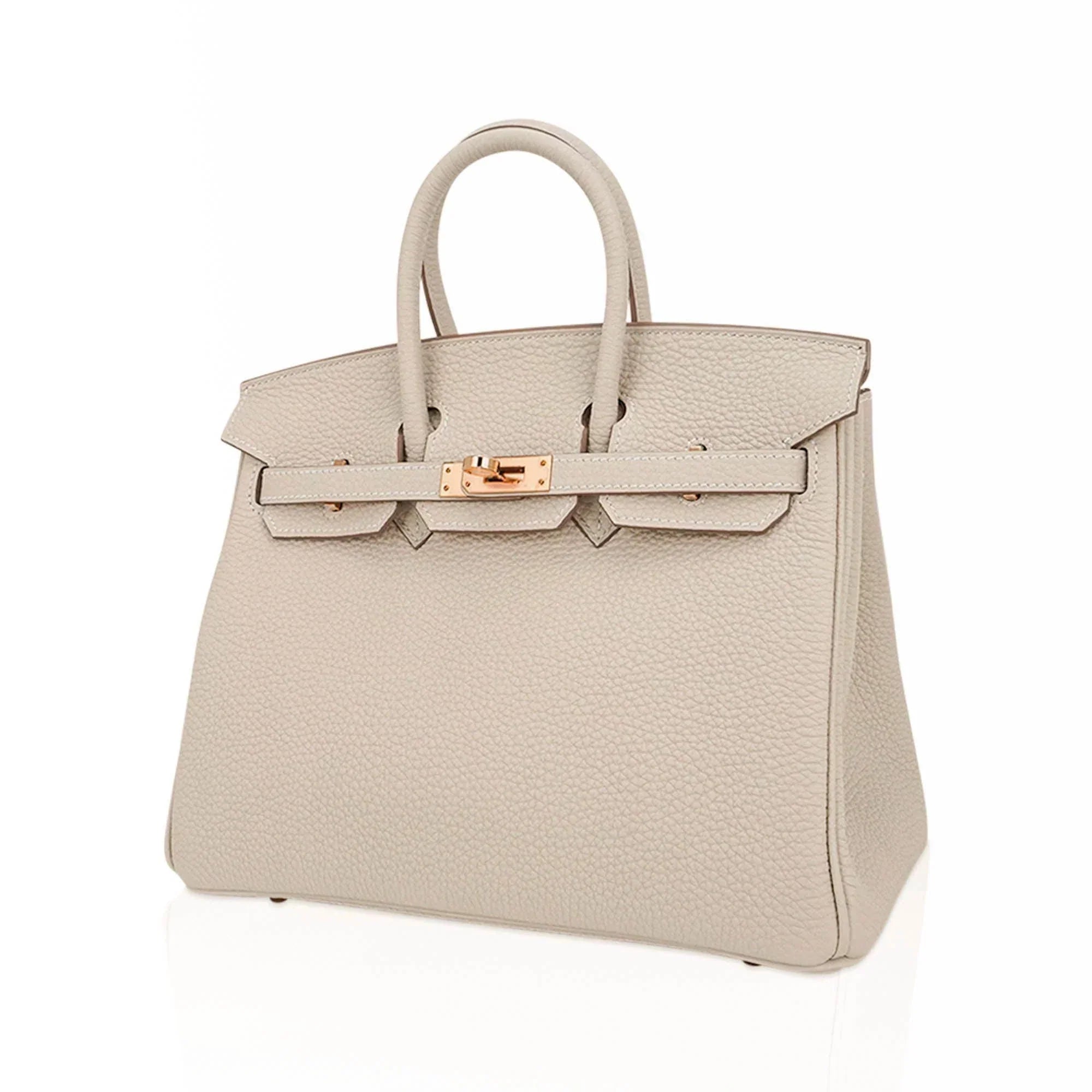 👜Birkin 25 Bag Craie Togo Leather with Rose Gold Hardware