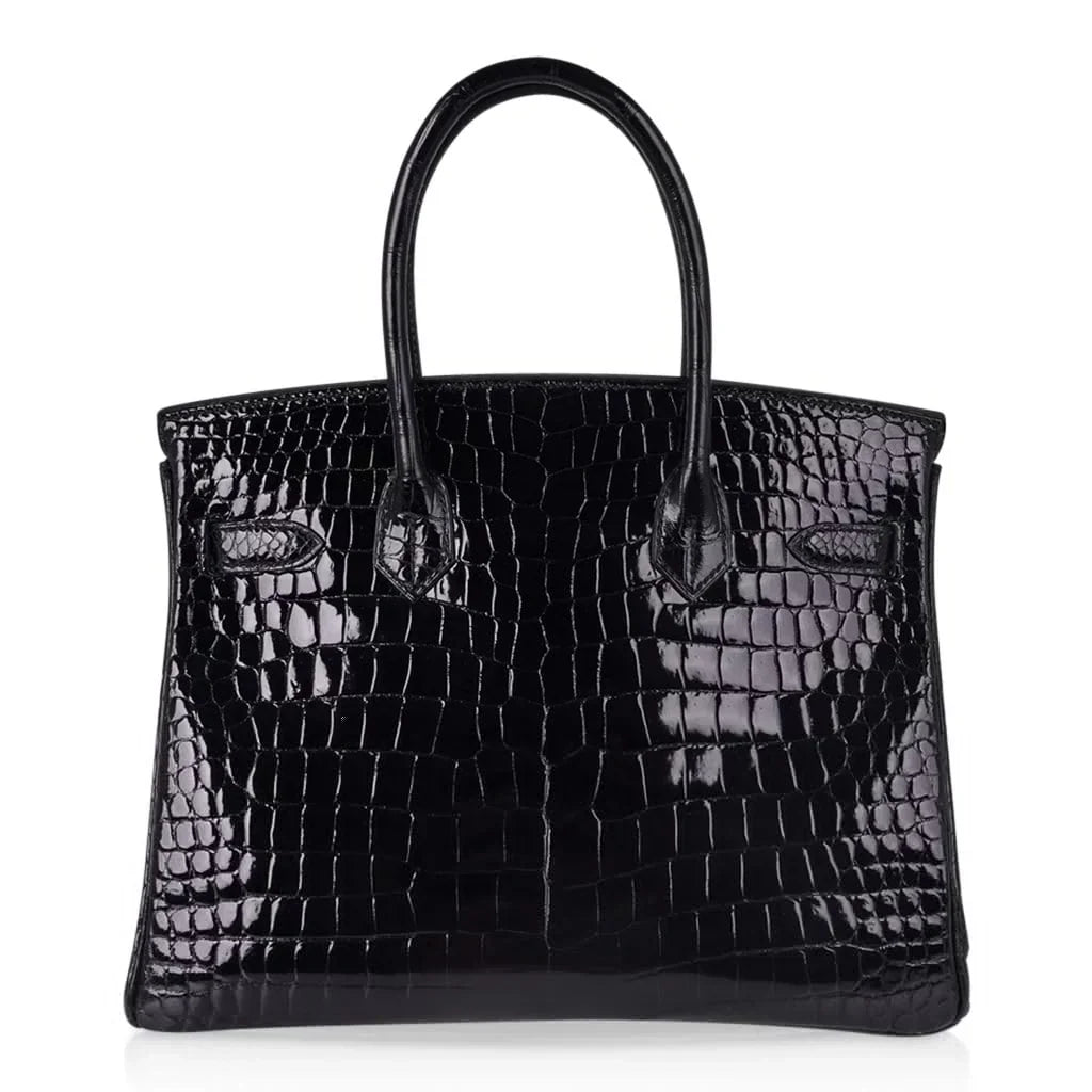 👜Birkin 30 Bag Black Porosus Crocodile with Gold Hardware