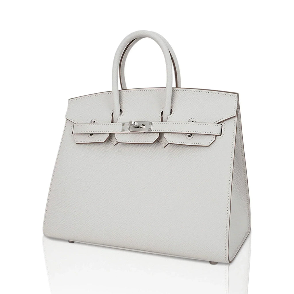 👜Birkin Sellier 25 Bag Gris Pale Epsom Leather with Palladium Hardware