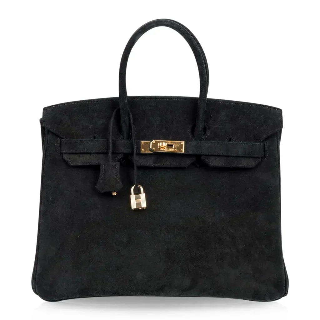 👜Birkin 35 Bag Black Doblis Suede Gold Hardware Limited Edition