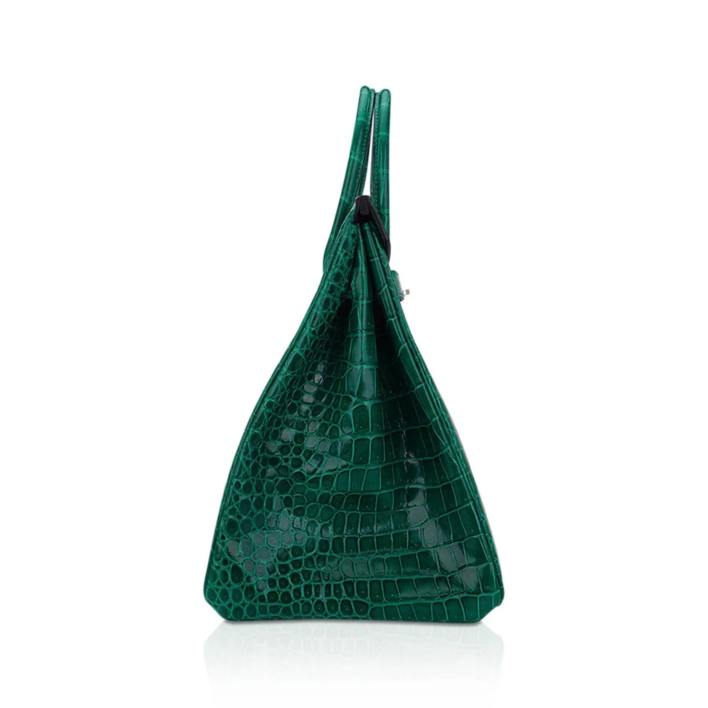 👜Birkin 35 Bag Emerald Porosus Crocodile with Palladium Hardware