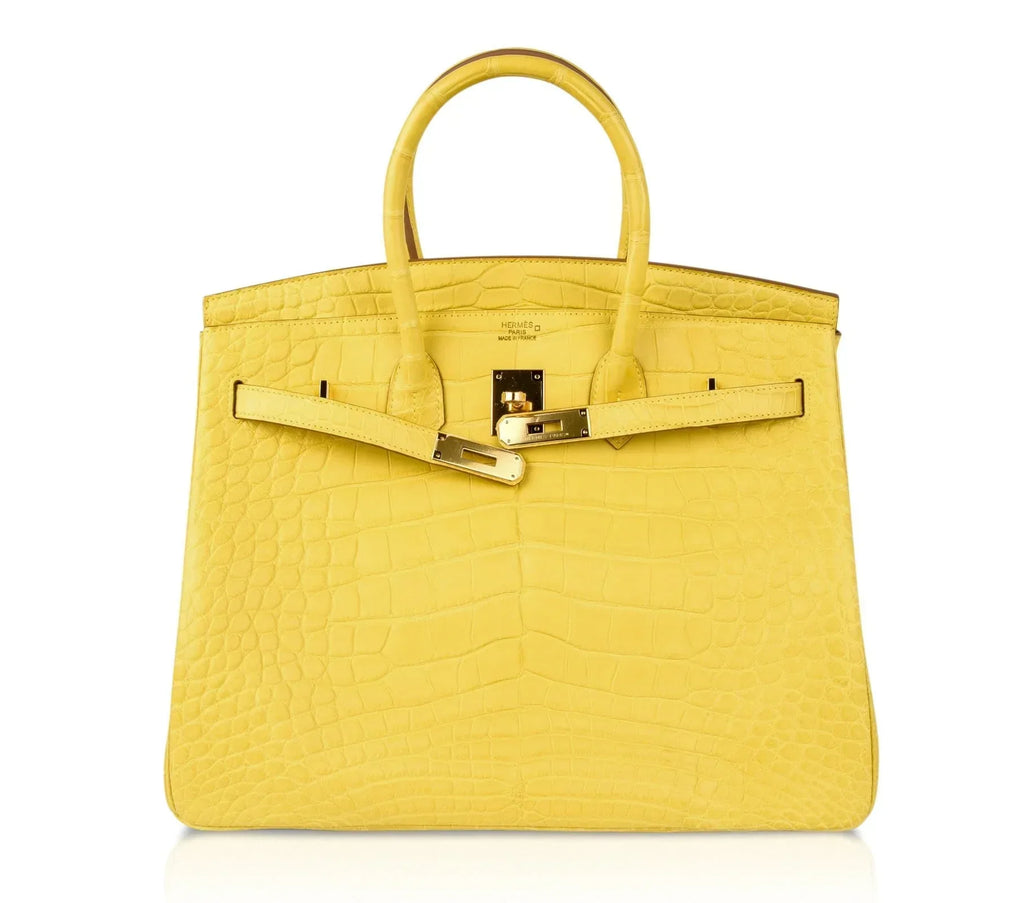 👜Birkin 35 Bag Matte Alligator Mimosa Gold Hardware Crazy Fabulous