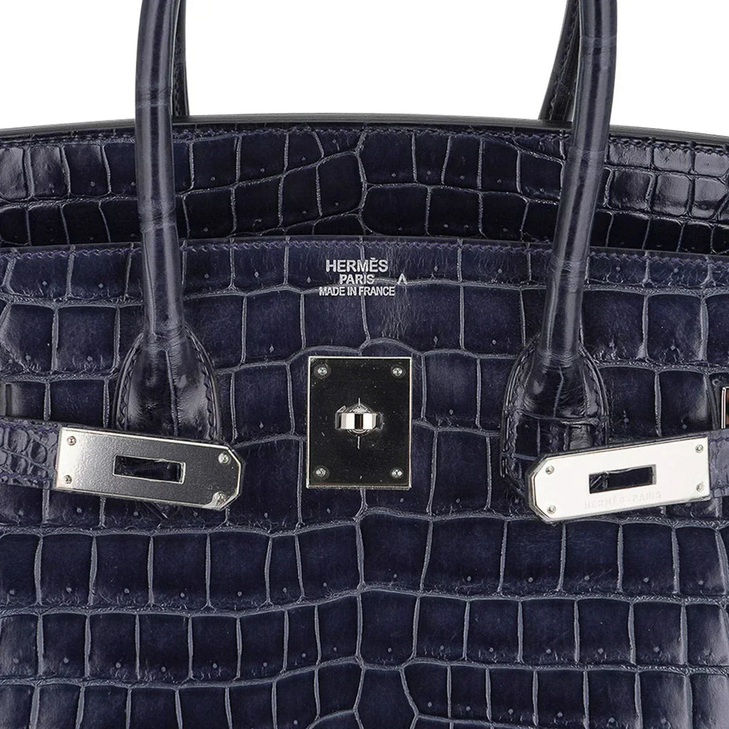 👜Birkin 35 Bleu Roi Porosus Crocodile Palladium Hardware