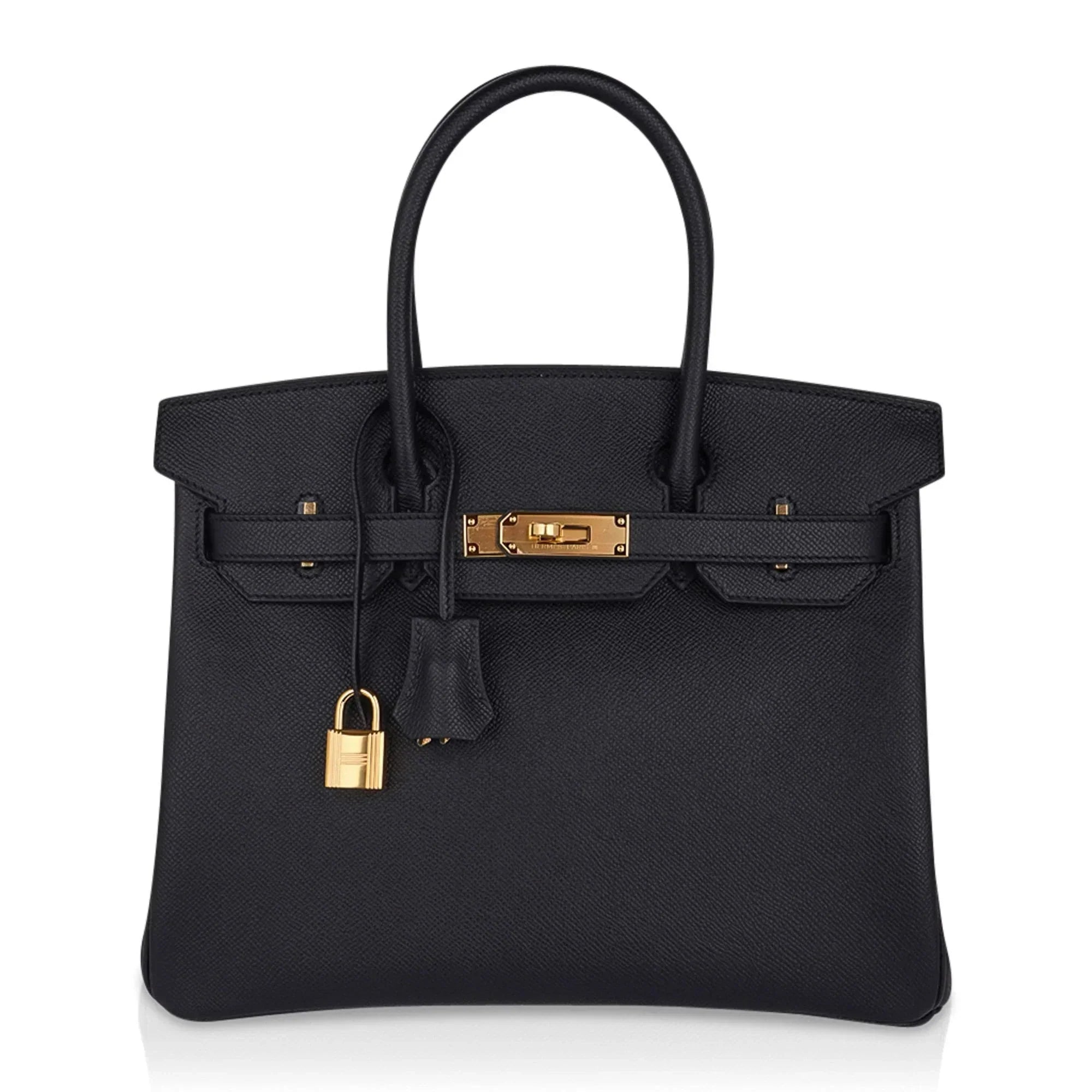👜Birkin 30 Bag Black Gold Hardware Epsom Leather New w/ Box
