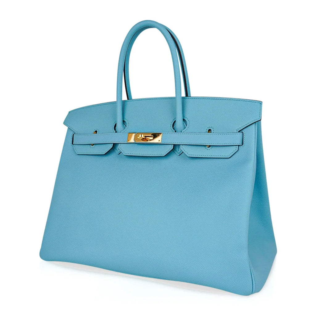 👜Birkin 35 Bag Blue Atoll Gold Hardware Epsom Leather
