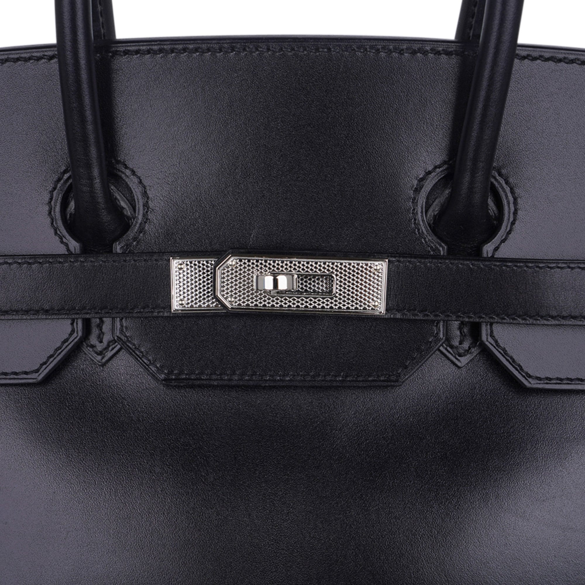 👜Birkin 35 Bag Black Box Palladium Guilloche Hardware