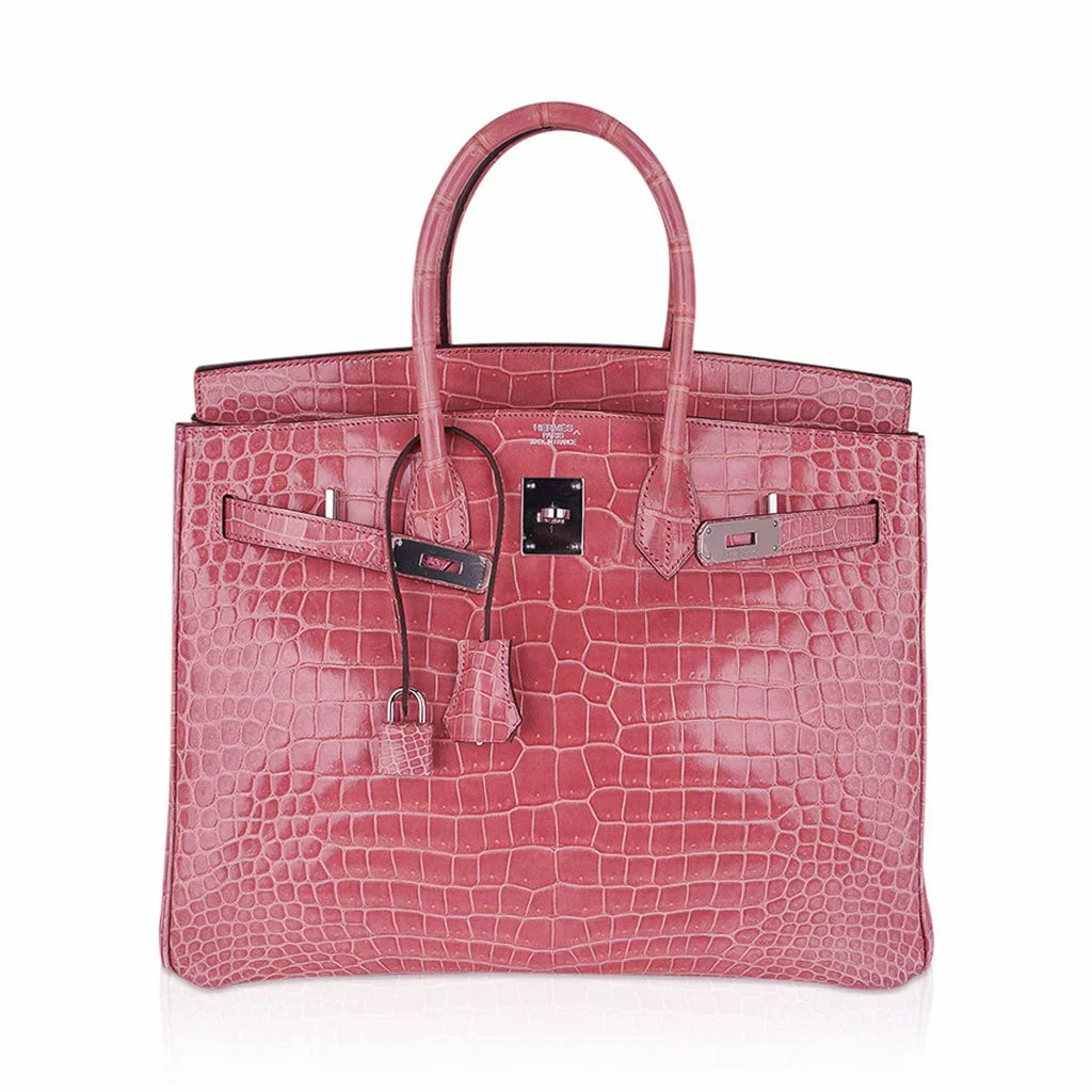 👜Birkin 35 Rose Indien Porosus Crocodile Bag – Rare Retired Color
