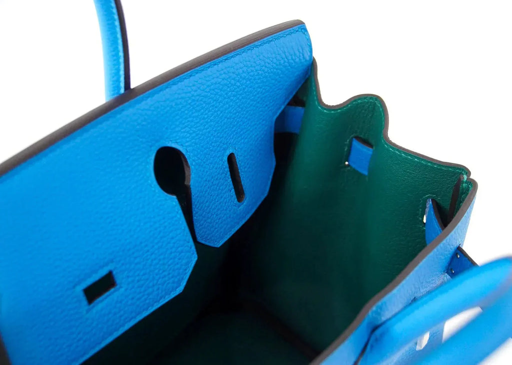 👜Verso Birkin 30 Bag Blue Zanzibar & Malachite Togo Leather with Palladium Hardware