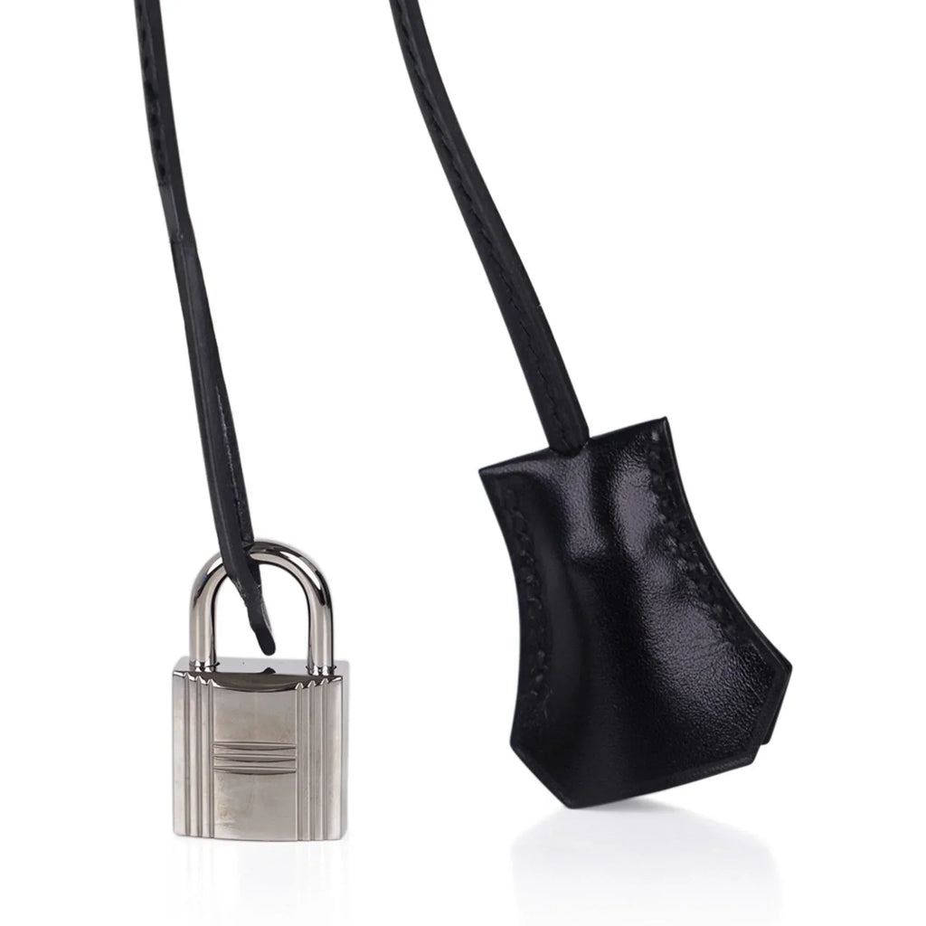 👜Birkin 35 Bag Black Box Palladium Guilloche Hardware