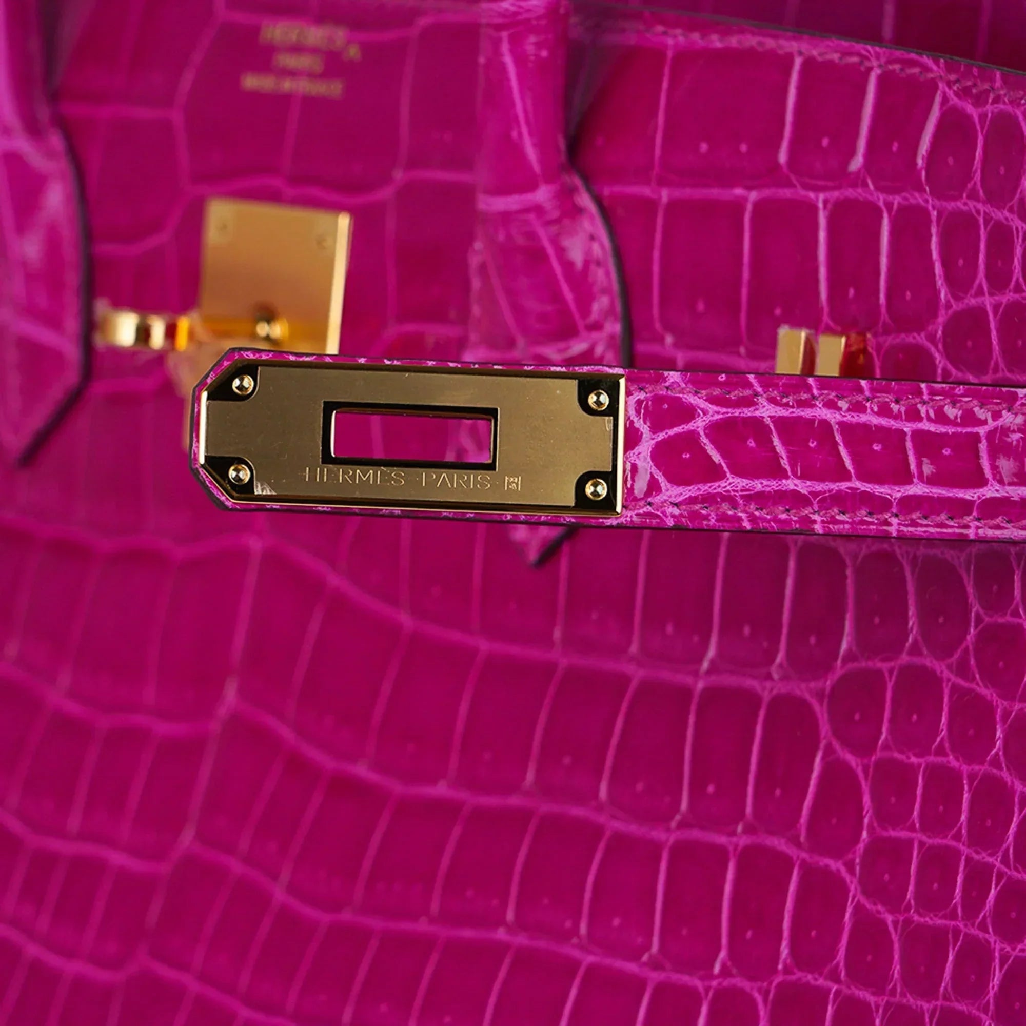 👜Birkin 35 Rose Scheherazade Porosus Crocodile Bag Gold Hardware