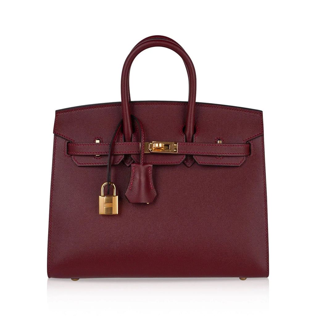 👜Birkin 25 Bag Sellier Rouge H Gold Hardware Veau Madame Leather