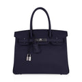 👜Birkin 30 Bag Indigo Epsom Palladium Hardware New w/ Box
