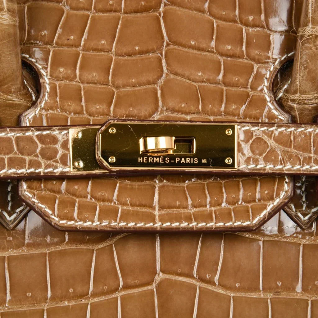 👜Birkin 35 Bag Ficelle Porosus Crocodile Gold Hardware