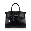👜Birkin 30 Black Box Leather Bag Palladium Hardware