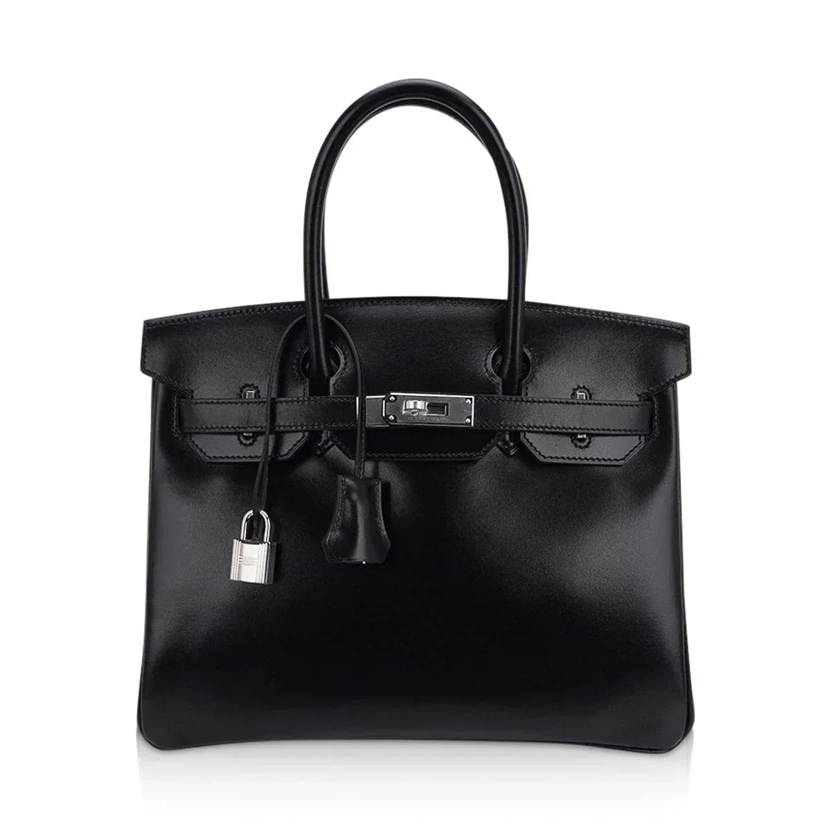 👜Birkin 30 Black Box Leather Bag Palladium Hardware