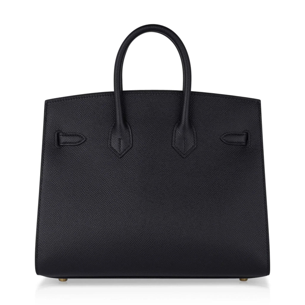 👜Birkin Sellier 25 Black Gold Hardware Epsom Leather New w/Box