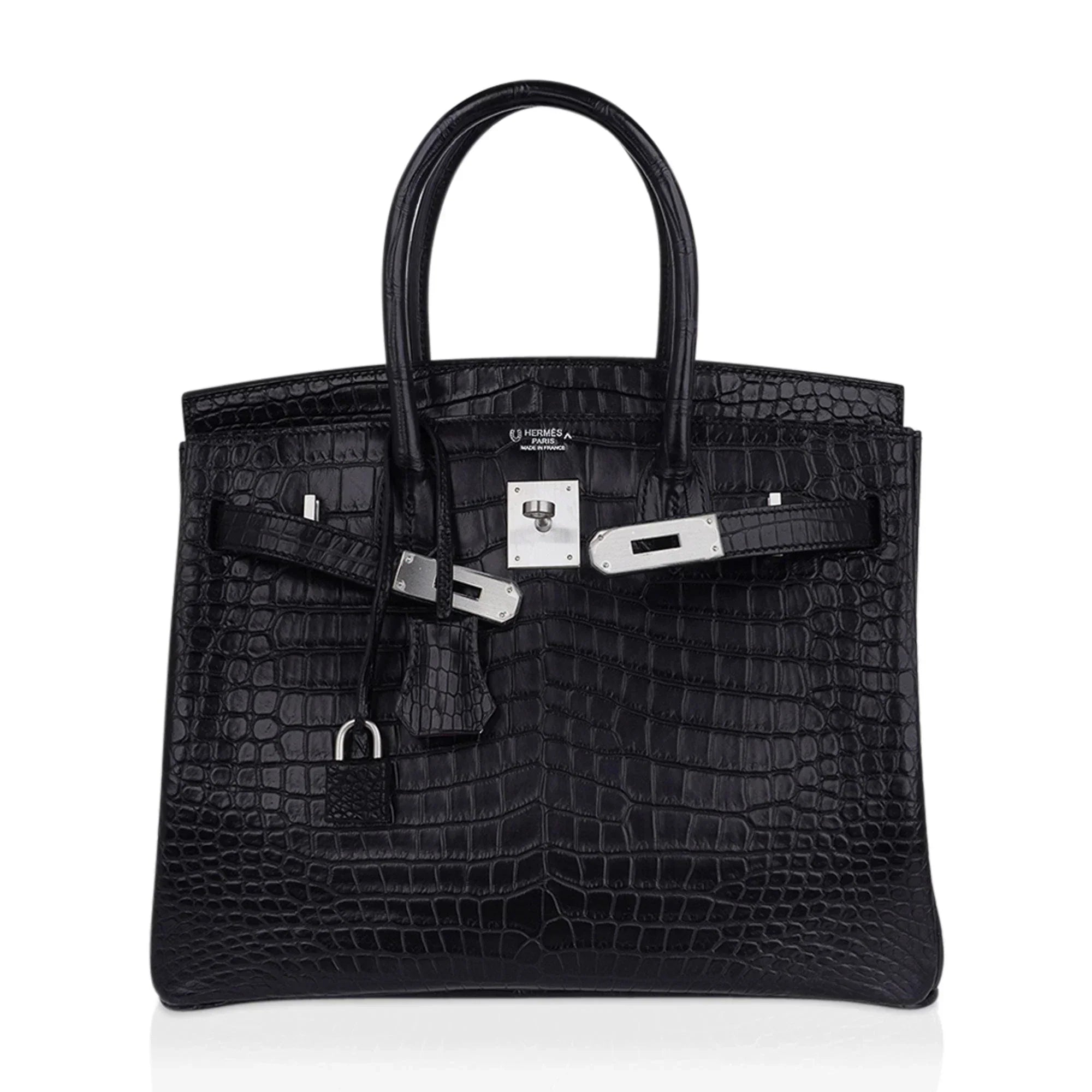 👜Birkin HSS 30 Matte Porosus Crocodile Black / Rose Pourpre Bag