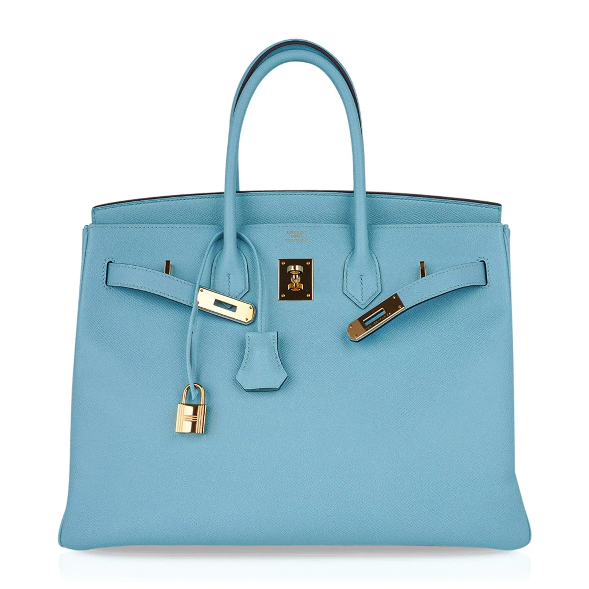 👜Birkin 35 Bag Blue Atoll Gold Hardware Epsom Leather