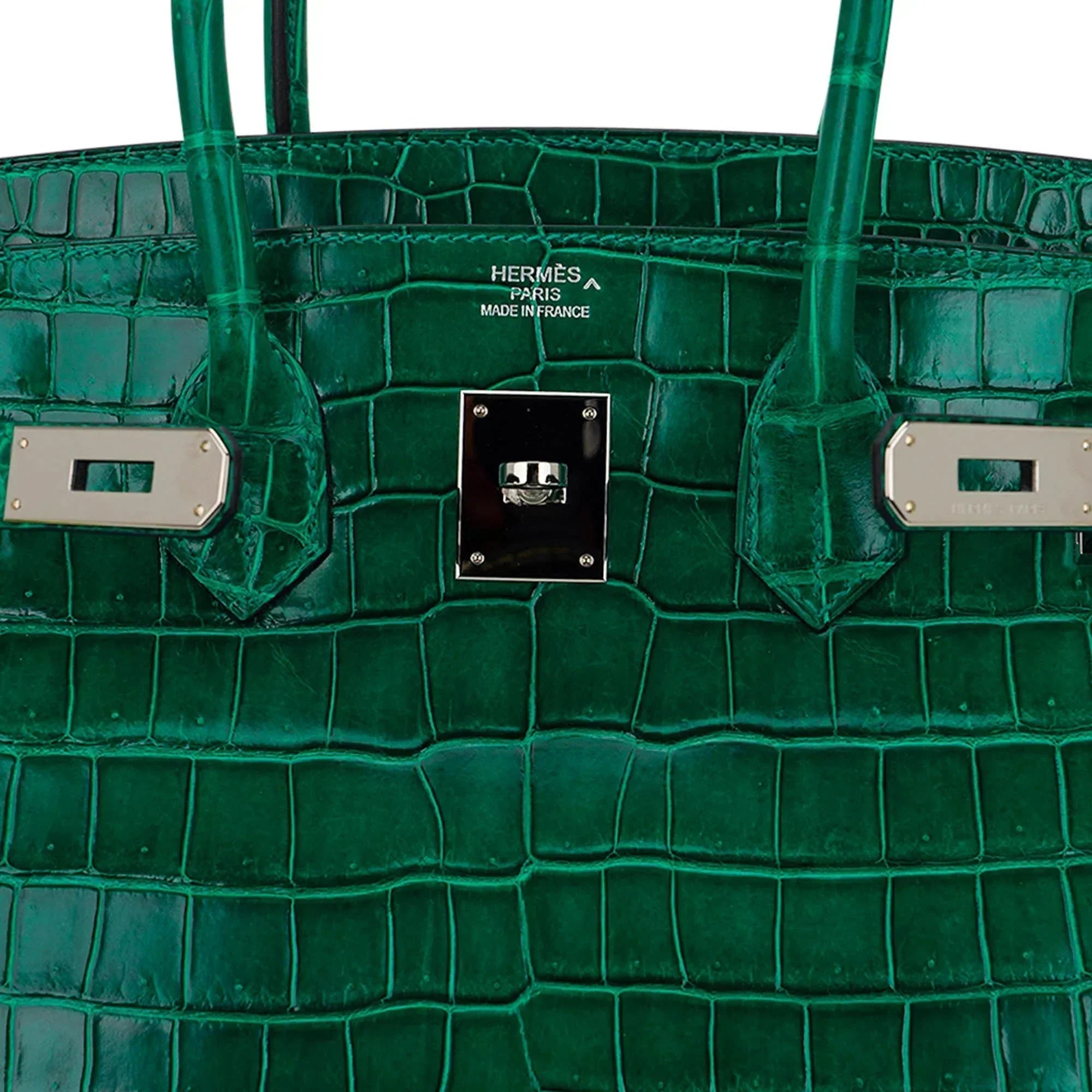 👜Birkin 35 Bag Emerald Porosus Crocodile with Palladium Hardware