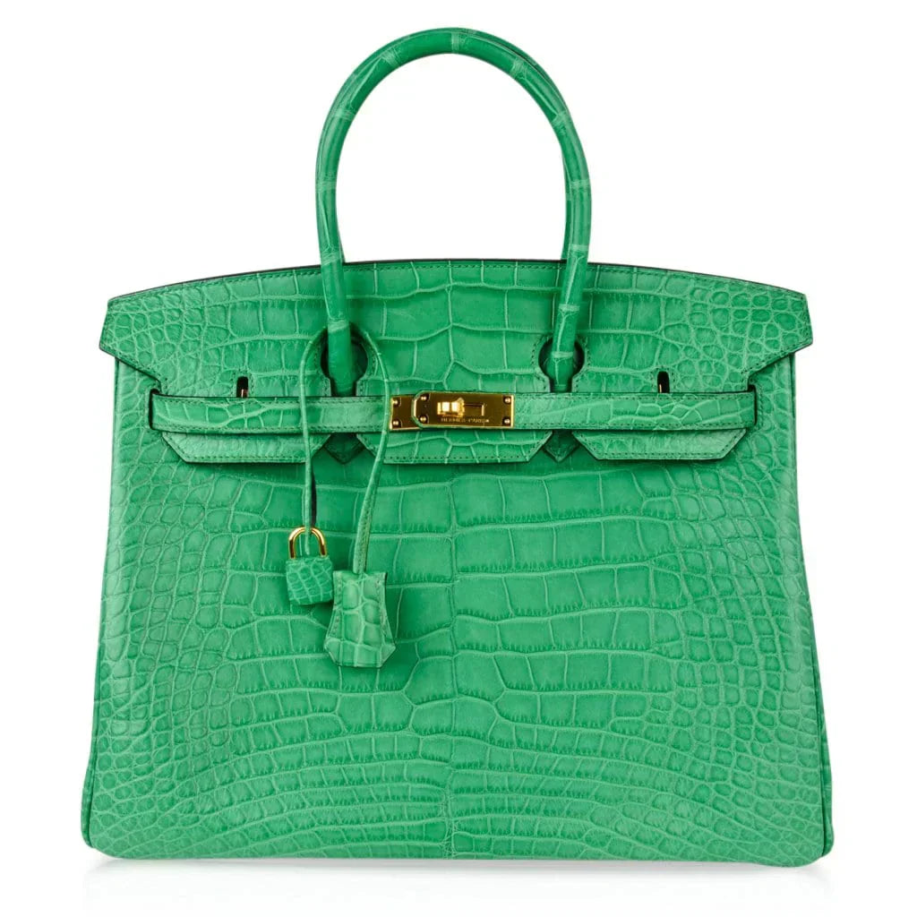 👜Birkin 35 Bag Matte Alligator Cactus Gold Hardware