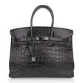 👜Birkin 35 Bag So Black Limited Edition Matte Black Alligator