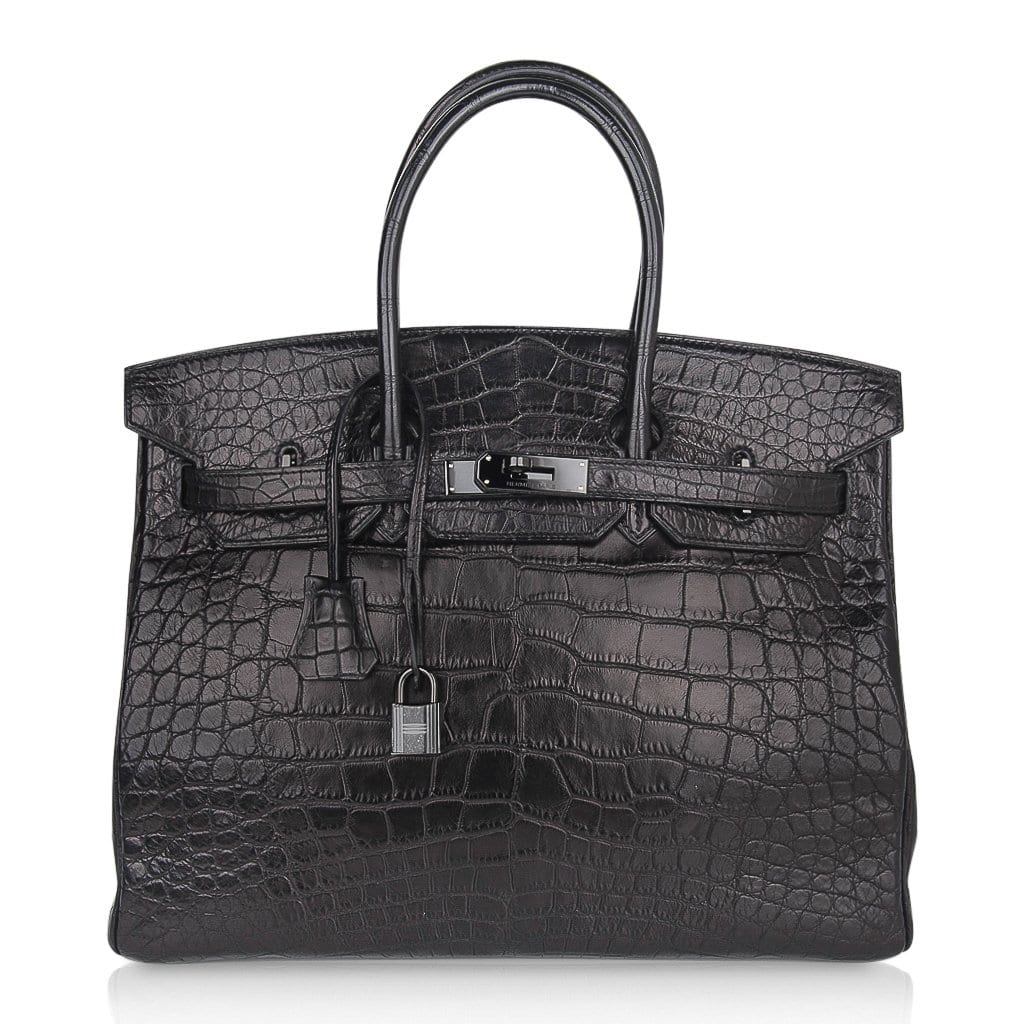 👜Birkin 35 Bag So Black Limited Edition Matte Black Alligator