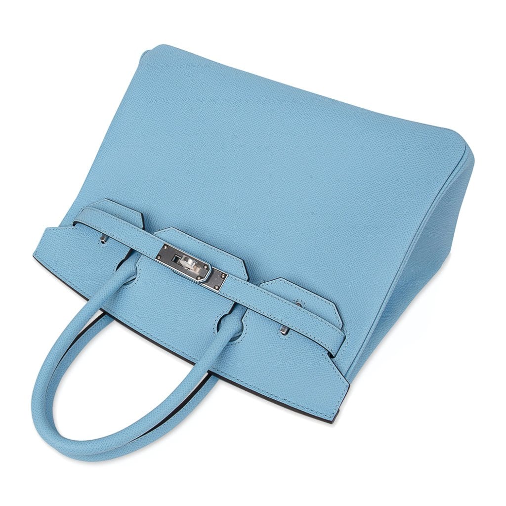 👜Birkin 30 Bag Blue Celeste Epsom Palladium Hardware New