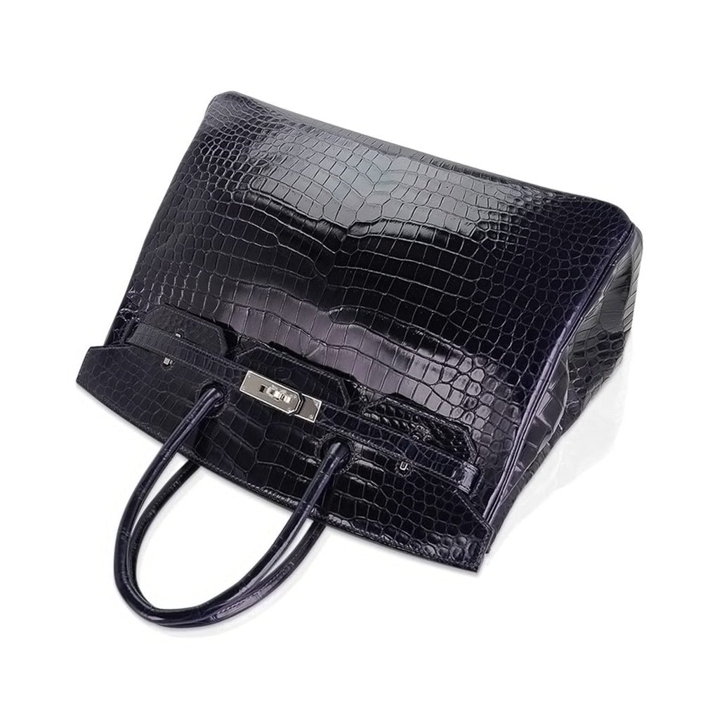 👜Birkin 35 Bag Blue Marine Porosus Crocodile with Palladium Hardware