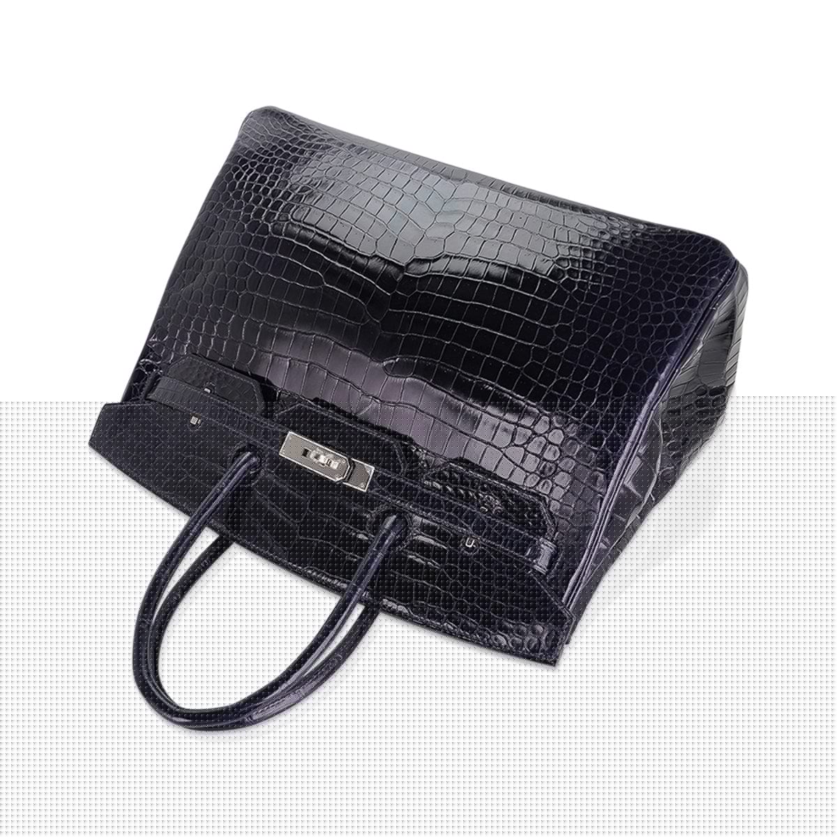 👜Birkin 35 Bag Blue Marine Porosus Crocodile with Palladium Hardware