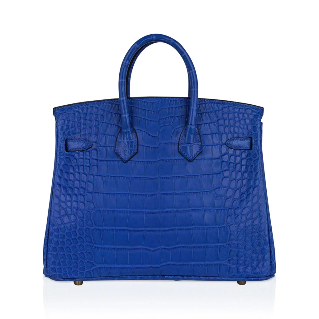 👜Birkin 25 Bag Blue Zellige Matte Alligator Gold Hardware