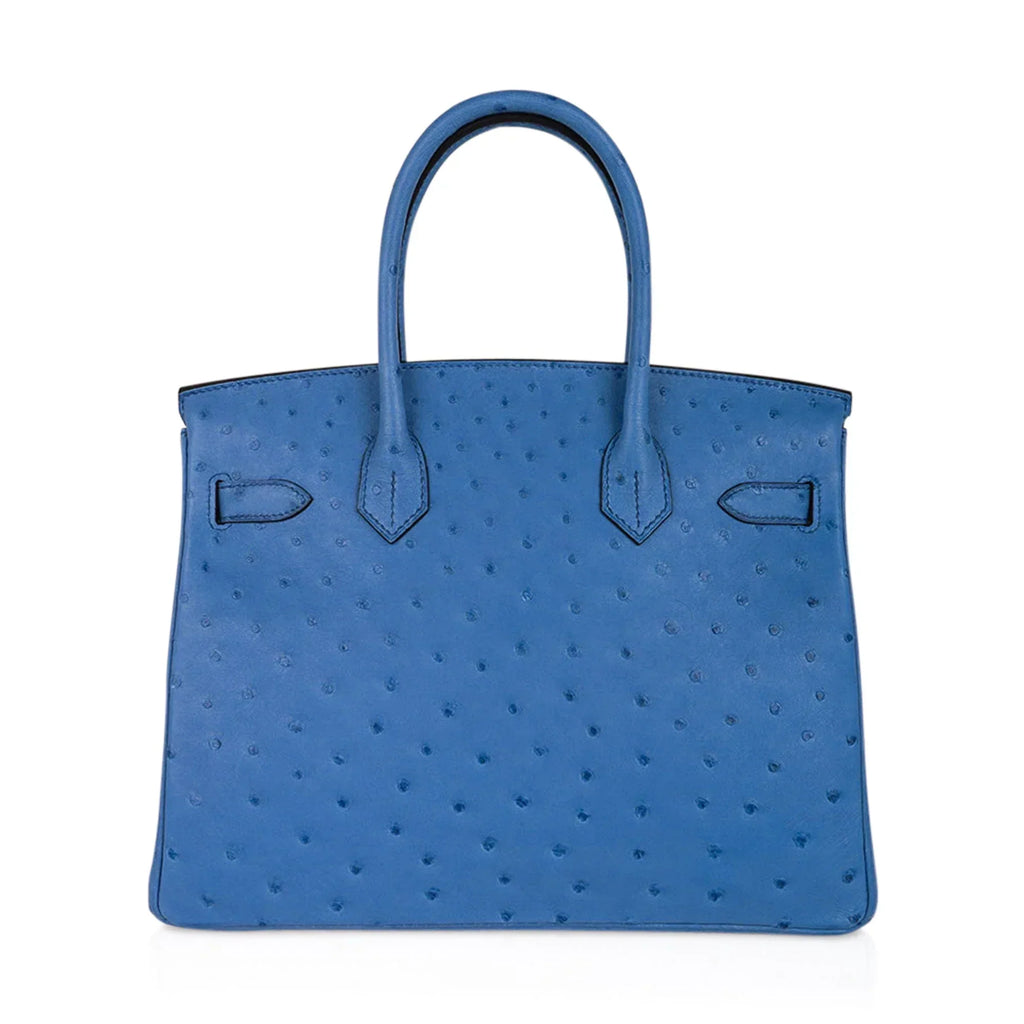 👜Birkin 30 Bag Bleu Mykonos Ostrich with Gold Hardware