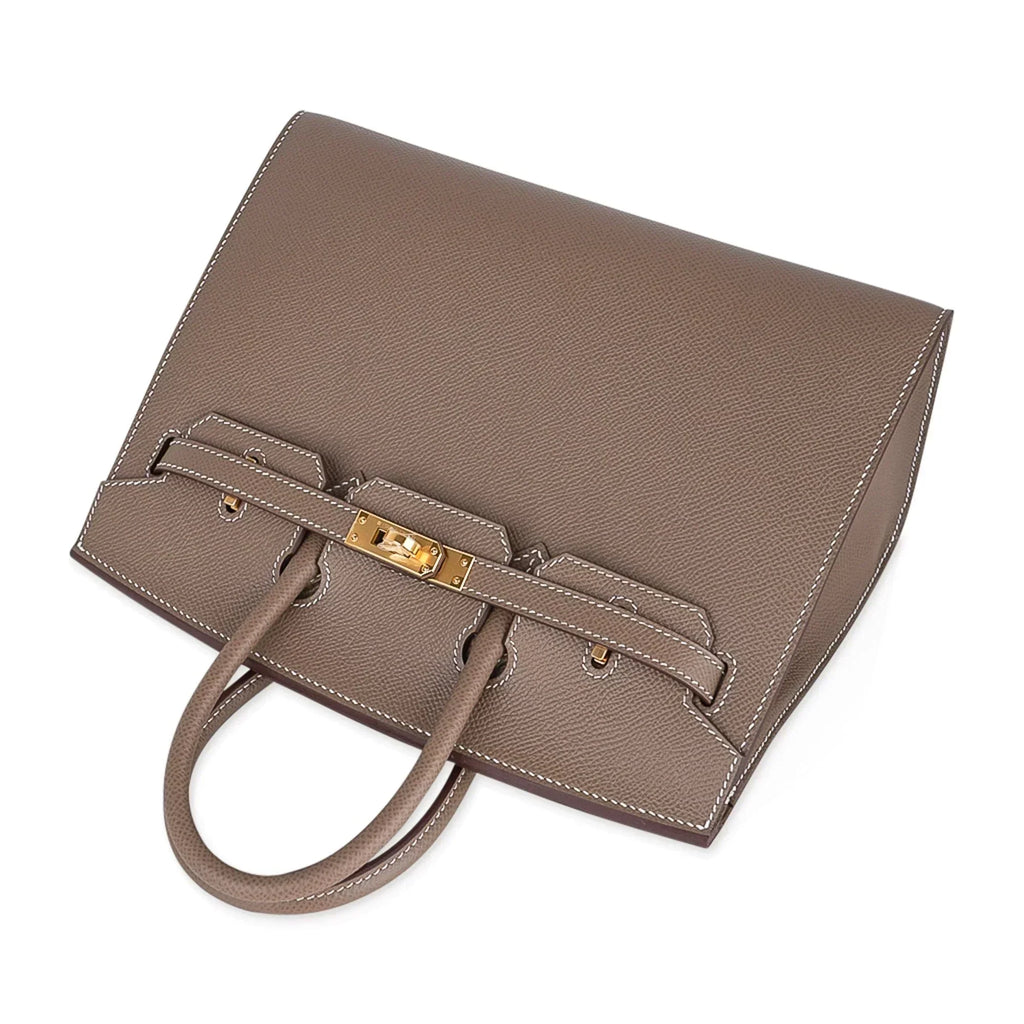 👜Birkin Sellier 25 Etoupe Gold Hardware Epsom Leather New w/Box