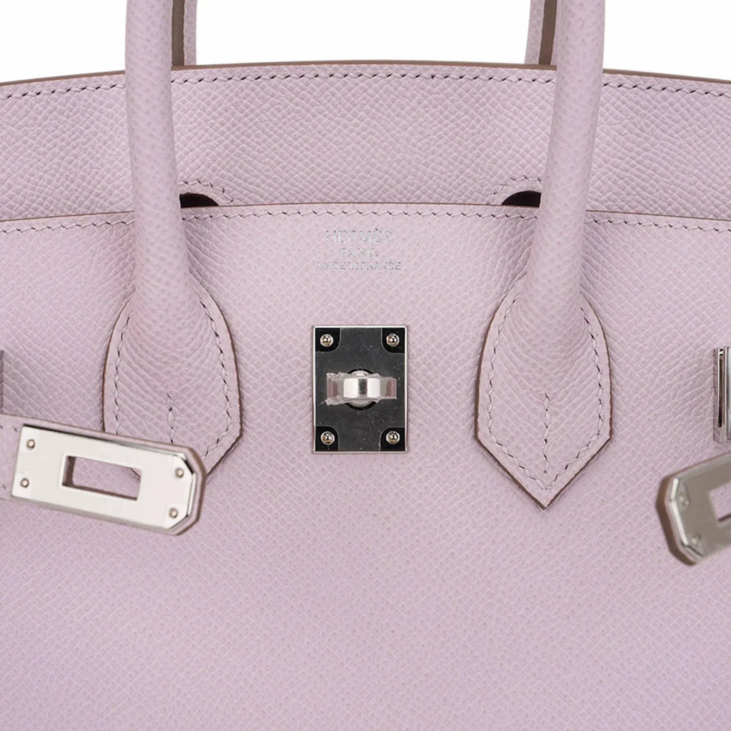 👜Birkin 25 Bag Sellier Mauve Pale Epsom Leather with Palladium Hardware
