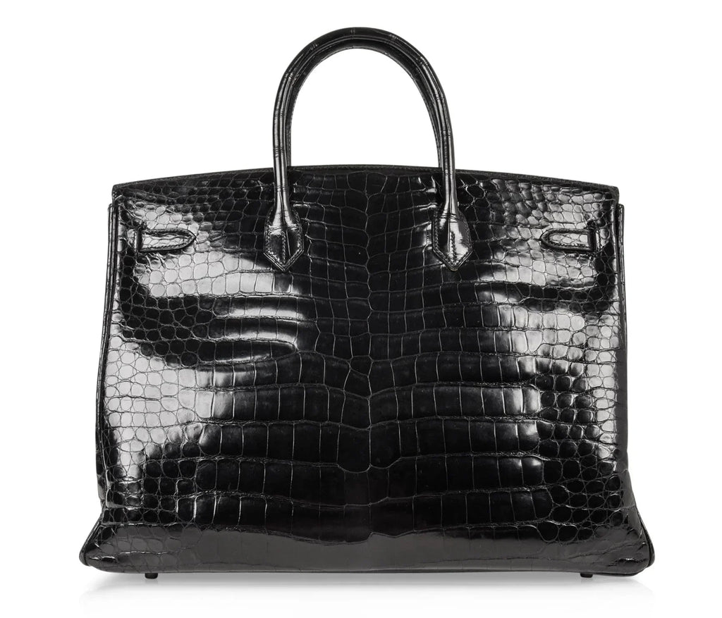 👜Birkin 40 Bag Black Porosus Crocodile Palladium
