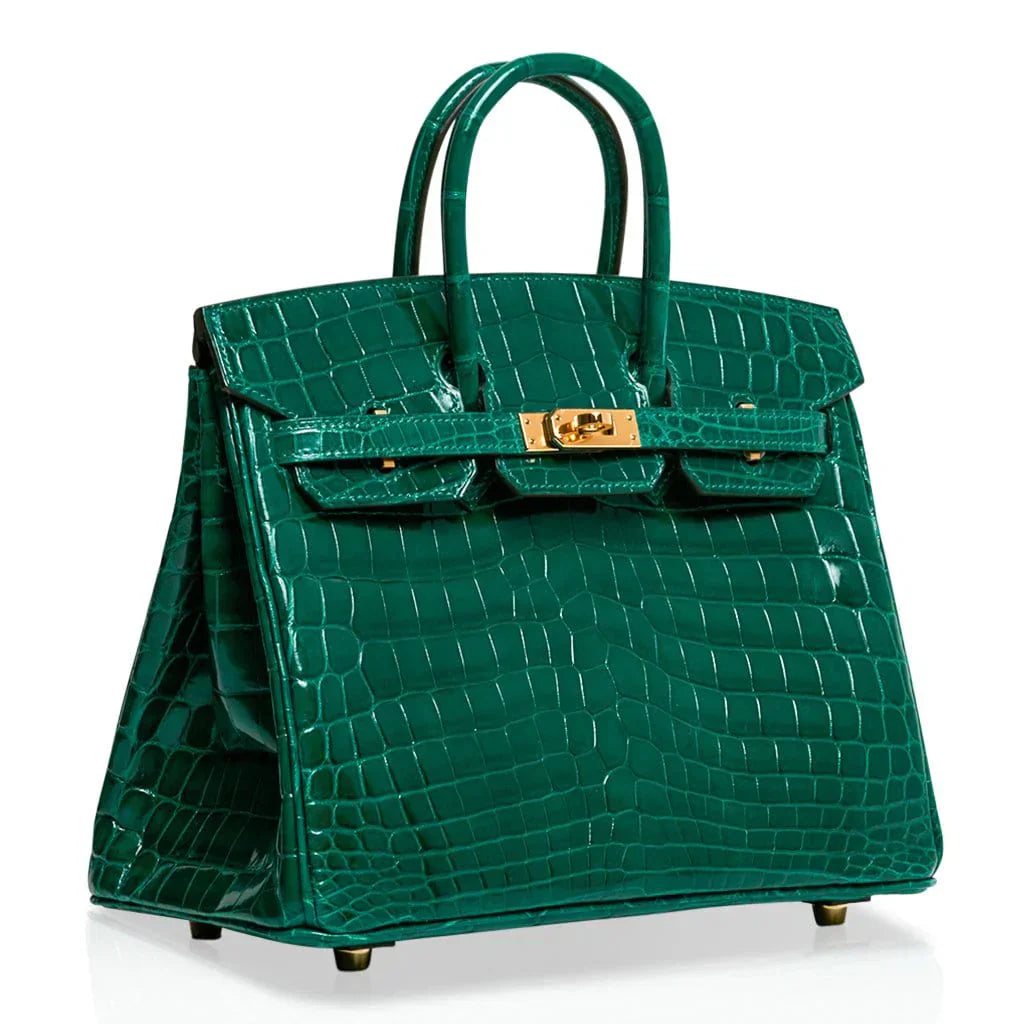 👜Birkin 25 Bag Emerald Crocodile Gold Hardware