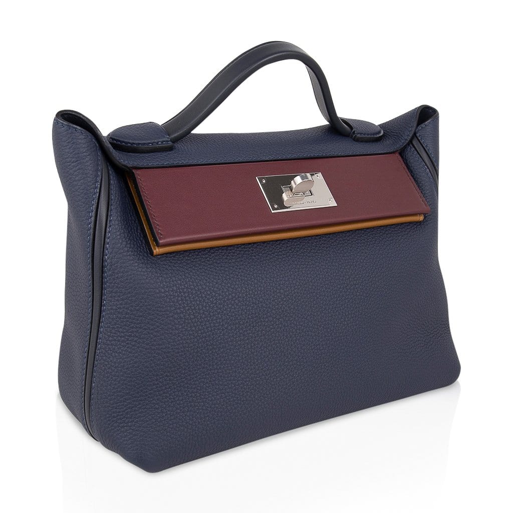 👜24 24 29 Bag Blue Nuit Indigo Bordeaux Kraft Palladium
