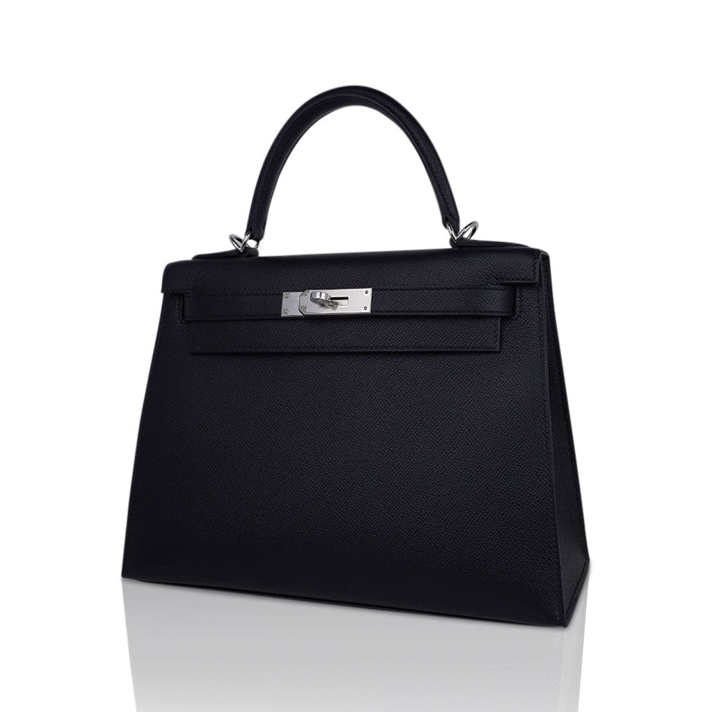 👜Kelly 28 Sellier Bag Black Epsom Leather with Palladium Hardware