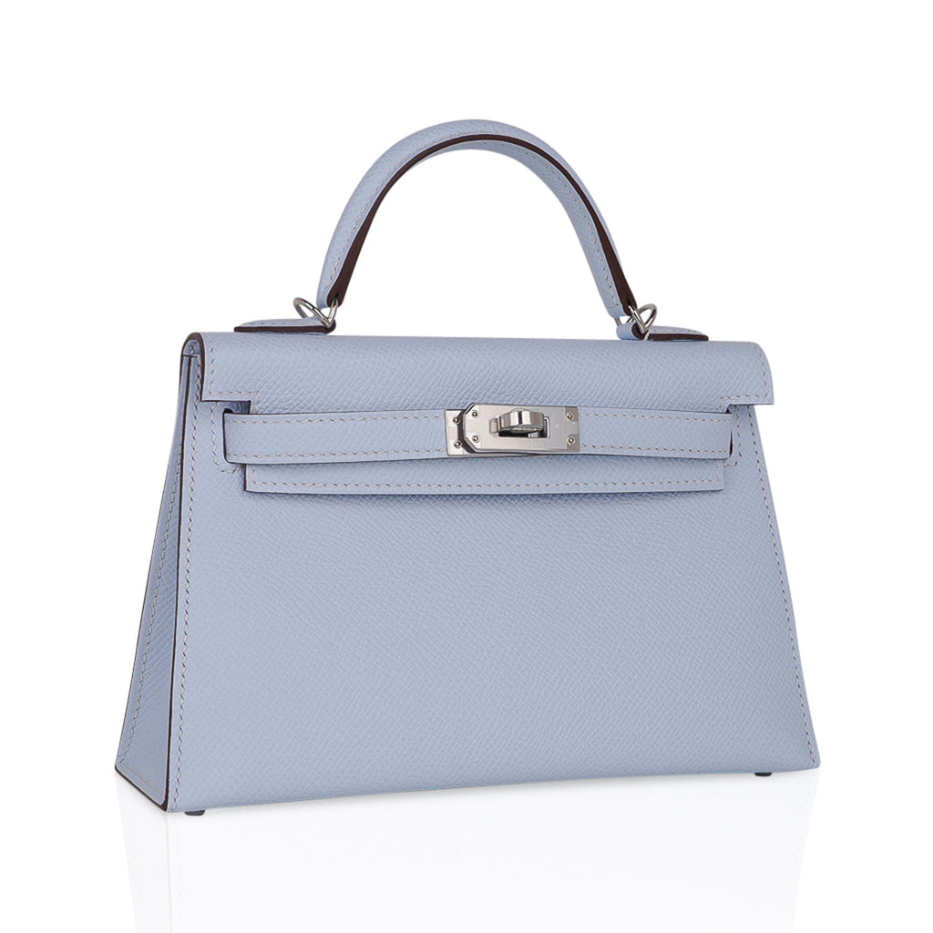 👜Kelly 20 Mini Sellier Bag Blue Brume Epsom Leather Gold Hardware