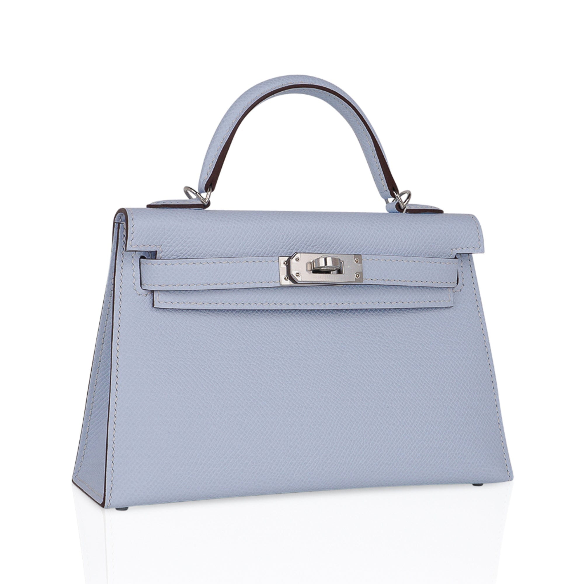 👜Kelly 20 Mini Sellier Bag Blue Brume Epsom Leather Gold Hardware