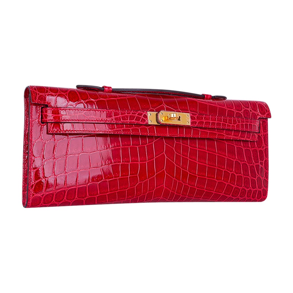 👜Kelly Cut Bag Braise Niloticus Crocodile with Gold Hardware