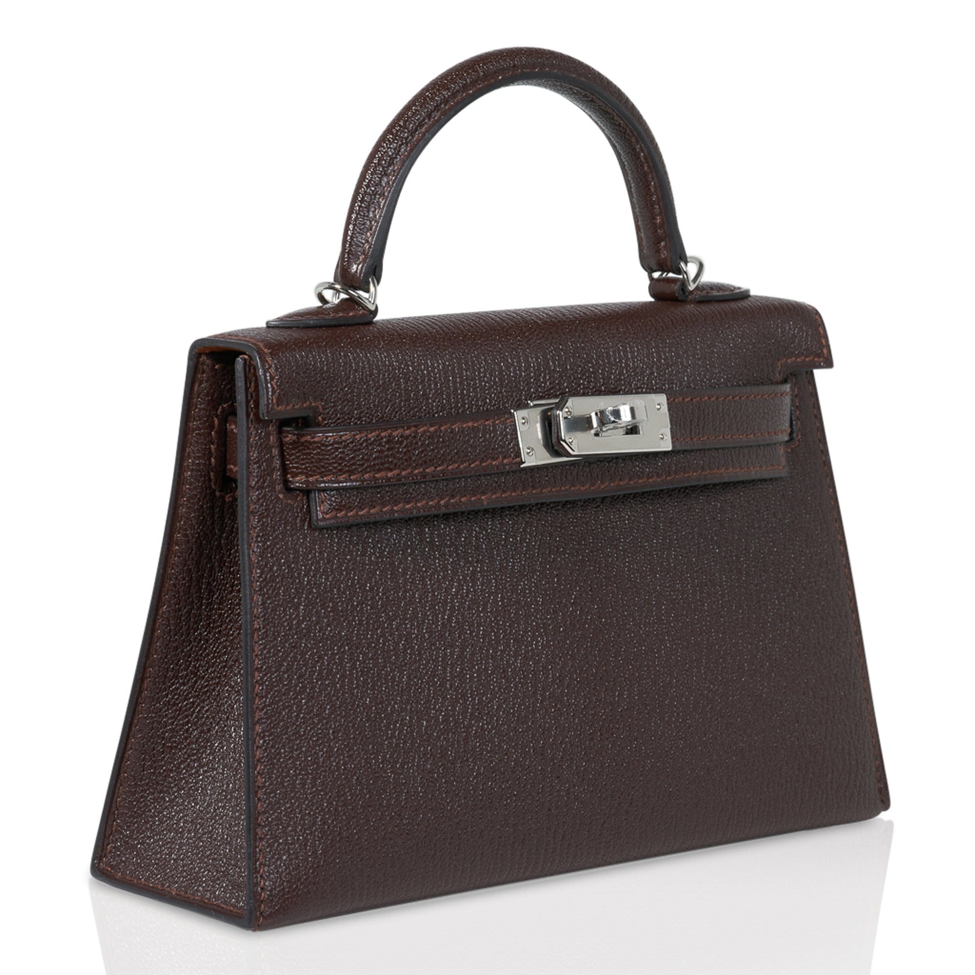 👜Kelly 20 Bi-Color Mini Sellier Bag Havane / Etrusque Chevre Palladium