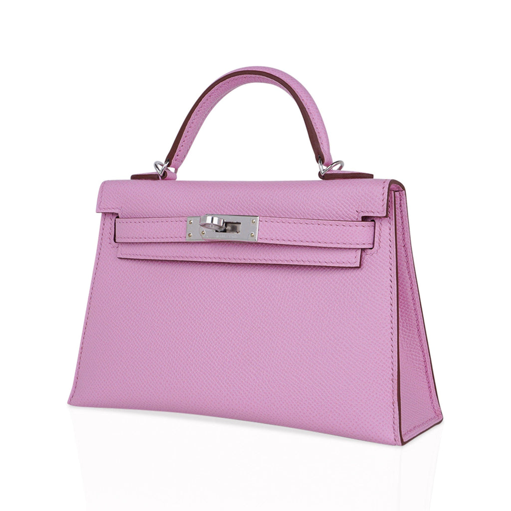 👜Mini Kelly 20 Bag Sellier Mauve Sylvestre Epsom with Palladium Hardware
